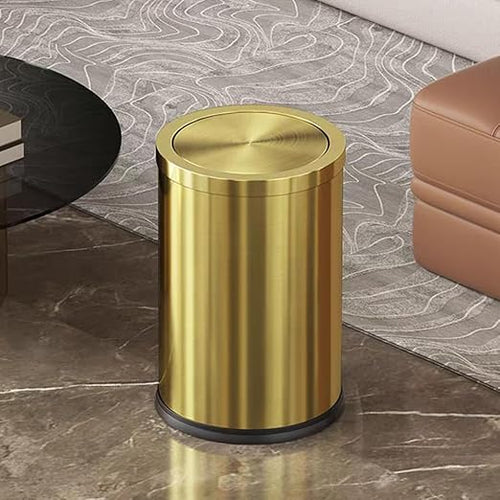 2.4 Gallon Brass Gold Bathroom Trash Can, Fancy Waste Basket Powder Room Bedroom - Image 2