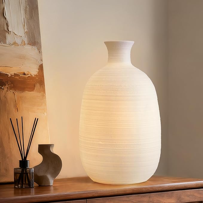 RONDURE 10.4" Modern Ceramic Table Lamp, Fully Dimmable Modern Bedside Lamps by RONDURE