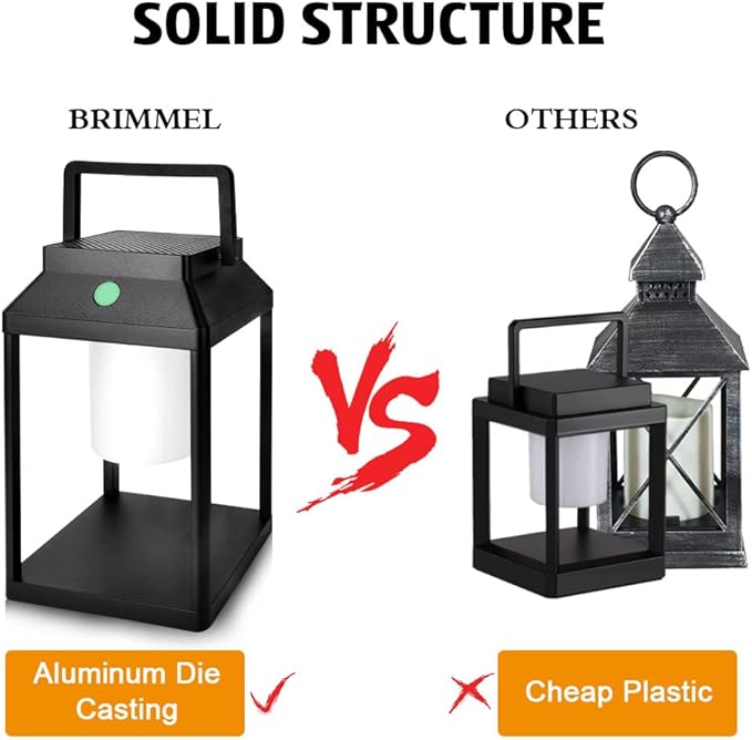 Solar Outdoor Lantern Aluminum LED Portable Rechargeable Table Lamp 35W 3000K - Image 4
