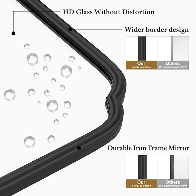 24X36 Inch Black Bathroom Mirror - Image 6