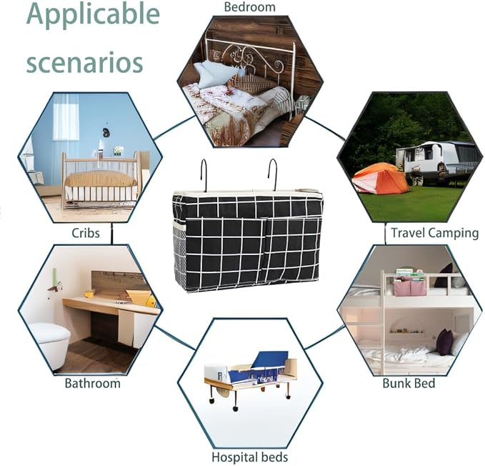 Someteth Bedside Caddy Bedside Hanging Storage Basket Multi-Function Organizer - Image 3