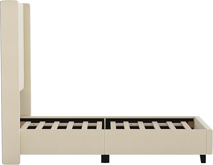 EMMA + OLIVER Nora Twin Size Faux Linen Upholstered Platform Bed - Image 8