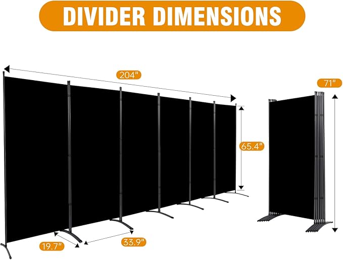 6 Panel Folding Privacy Screens, 6 FT Tall Wall Divider - Image 6