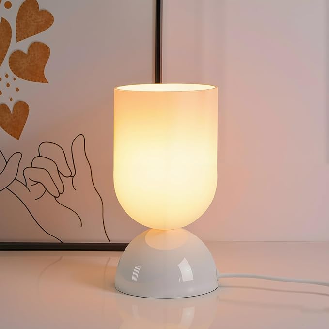 8.9" Modern Glass Table Lamp for Living Room, Dimmable Desk Lamps for Bedroom by Keazile