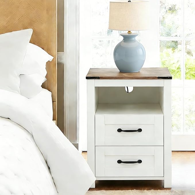 White Rustic Night Stand, Farmhouse End Table, Modern Bedside Table - Image 3