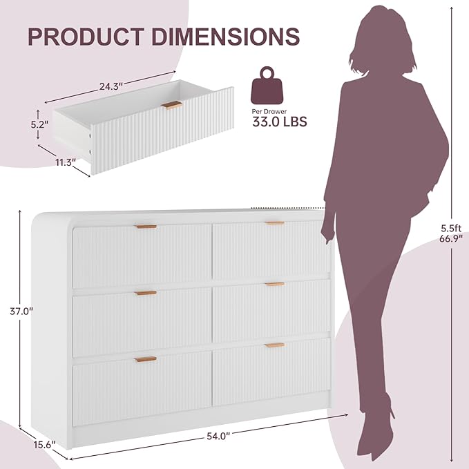 FURSUN Fluted 6 Drawers Dresser - Image 2