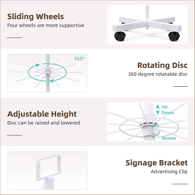 YEOOE Retail Display Racks 5 Tier Spinning Display Stand, Movable Shop Spinner - Image 3