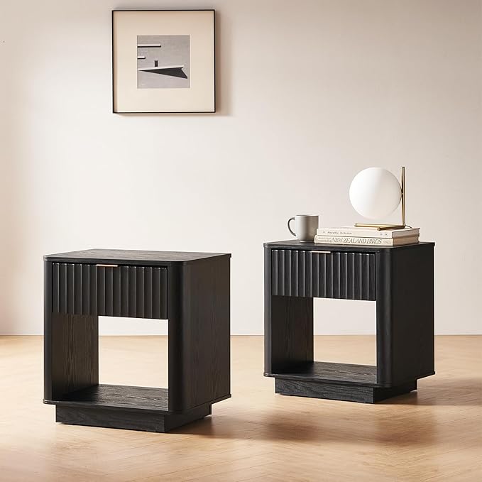 mopio Brooklyn Fluted Nightstand, Modern Farmhouse Nightstand, Small Side by MopioInc