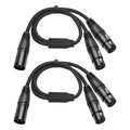 2 Pack XLR Splitter Cable, 1 Maleto 2 Female, 1.5FT Stereo Mic to L&R Audio by SZLliyxs