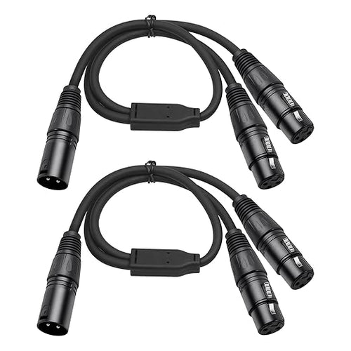 2 Pack XLR Splitter Cable, 1 Maleto 2 Female, 1.5FT Stereo Mic to L&R Audio by SZLliyxs