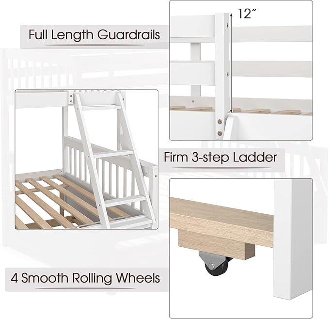 KOMFOTT Wood Twin Over Full Bunk Bed - Image 5