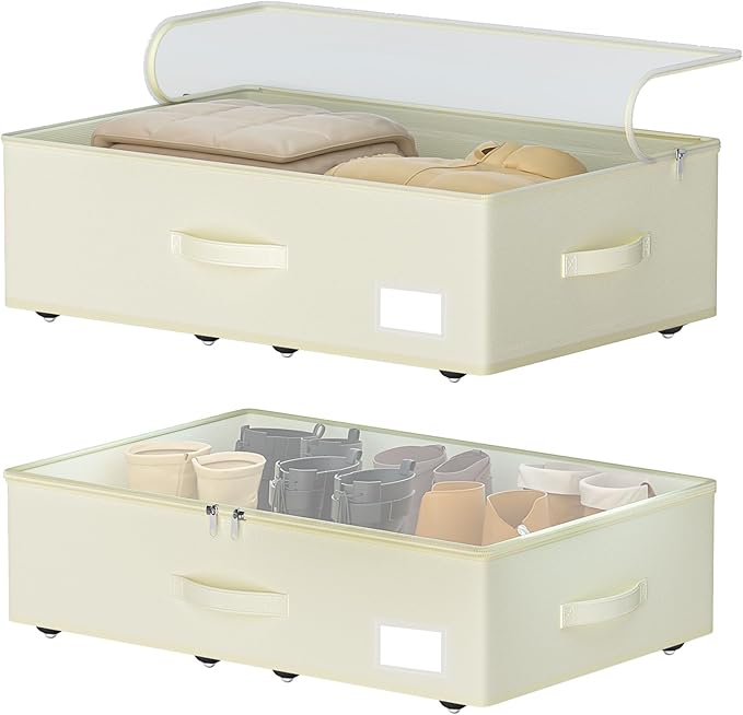 Under Bed Storage with Wheels, No Assemble Required 7.5 inches height Under Bed by EASIERLIFEENJOYWORLDBEAUTY