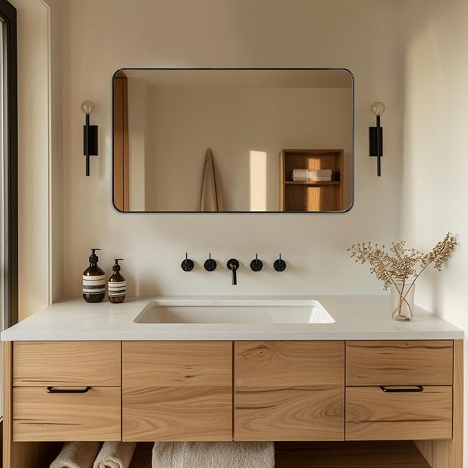 ANDY STAR 30”x48” Black Bathroom Mirror, Wall Mirror - Image 3