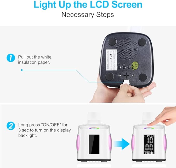 wanjiaone LED Desk Lamp with Clock, Color Changing Nightlight, Study Lamp with - Image 6
