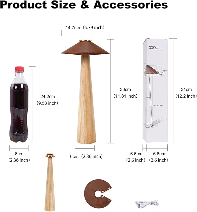 Battery Operated LED Table Lamps, 2000mAh Cordless Desk Lamp - Image 7