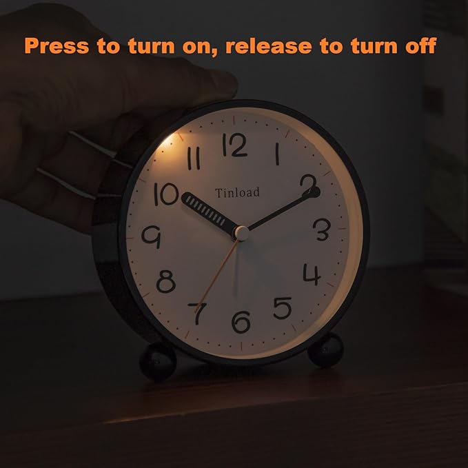 4.5" Antique Retro Analog Alarm Clock, Small Silent Battery Operated Clock - Image 6
