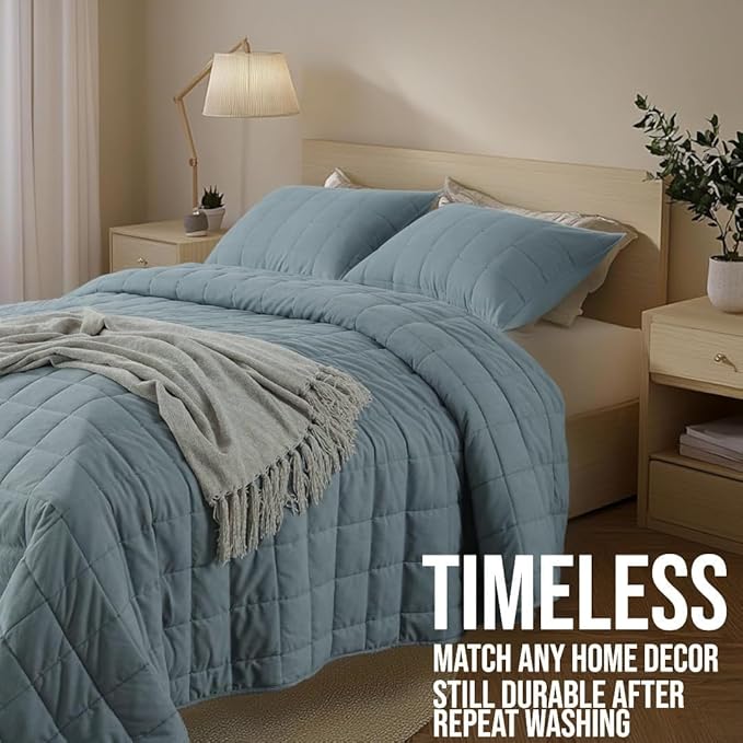 KASENTEX Twin Quilt Set 68"x86" – Soft Washed 3-Layer Lightweight Bedspread - Image 3