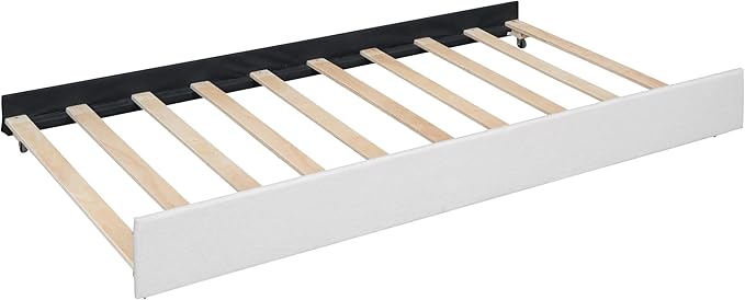 Full Size Bed Frame with Twin Size Trundle and 2 Storage Drawers, Linen - Image 10
