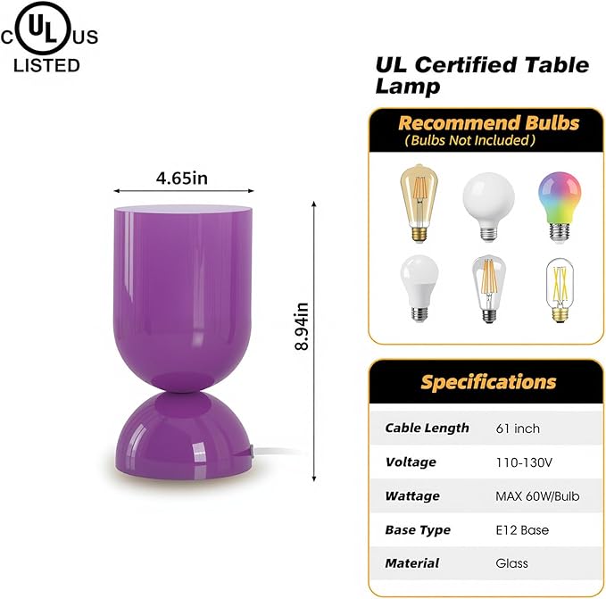 8.9" Modern Glass Table Lamp for Living Room, Dimmable Desk Lamps for Bedroom - Image 2