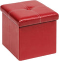 B FSOBEIIALEO Folding Storage Ottoman Cube, Faux Leather Footrest Seat Coffee by BFSOBEIIALEO
