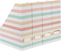 BLU MONACO Set of 4 Foldable Magazine Holders in Pastel Stripes | Cardboard by Blu_Monaco