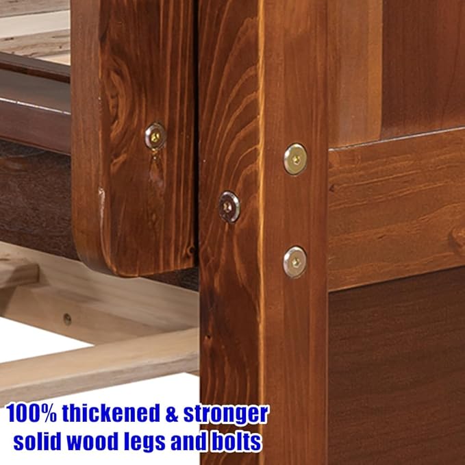 TSAMPA Latest Upgraded & Stronger Heavy Duty Solid Wood Full Over Full Bunk Bed - Image 5