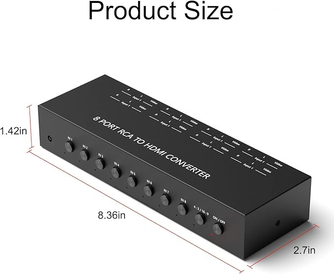RuiPuo 8Port AV to HDMI Converter Adapter Support 16:9/4:3 Switch - Image 5