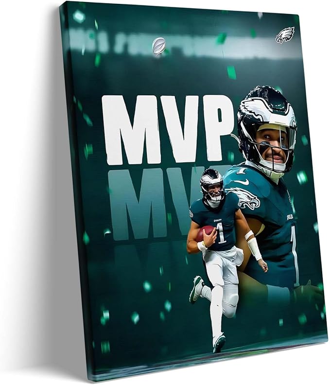 B.B.F MAKE 2025 Super Canvas Bowl Wall Art Champions MVP Hurts Canvas Wall by BBFMAKE
