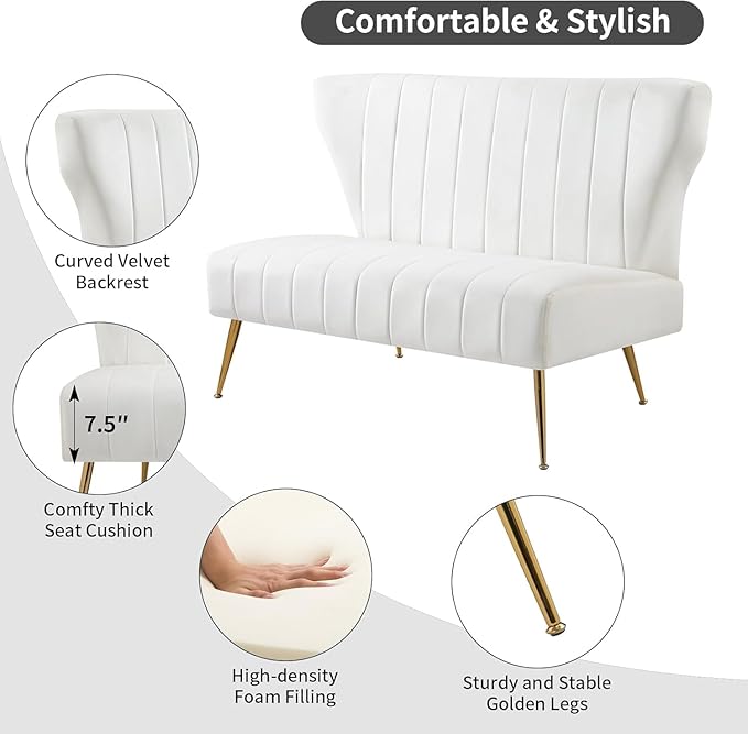 50’’ Armless Loveseat Sofa, Comfy Upholstered Velet Small Couch Sofa - Image 4