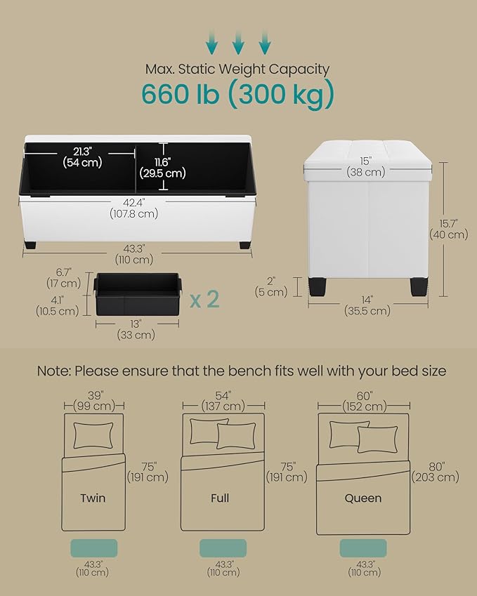 SONGMICS Storage Ottoman, Storage Bench - Image 3