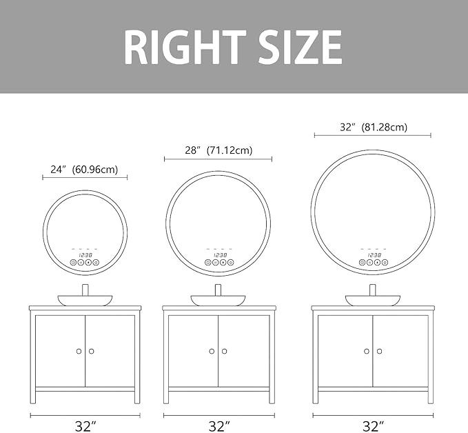 32 Inch Wall-Mounted Round Bathroom Mirror - Image 8