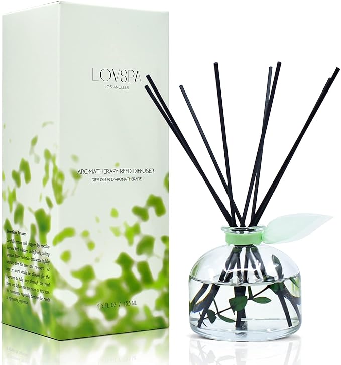 LOVSPA Reed Diffuser Set, Unwind Eucalyptus & Mint Scented Oil Diffuser by LOVSPA