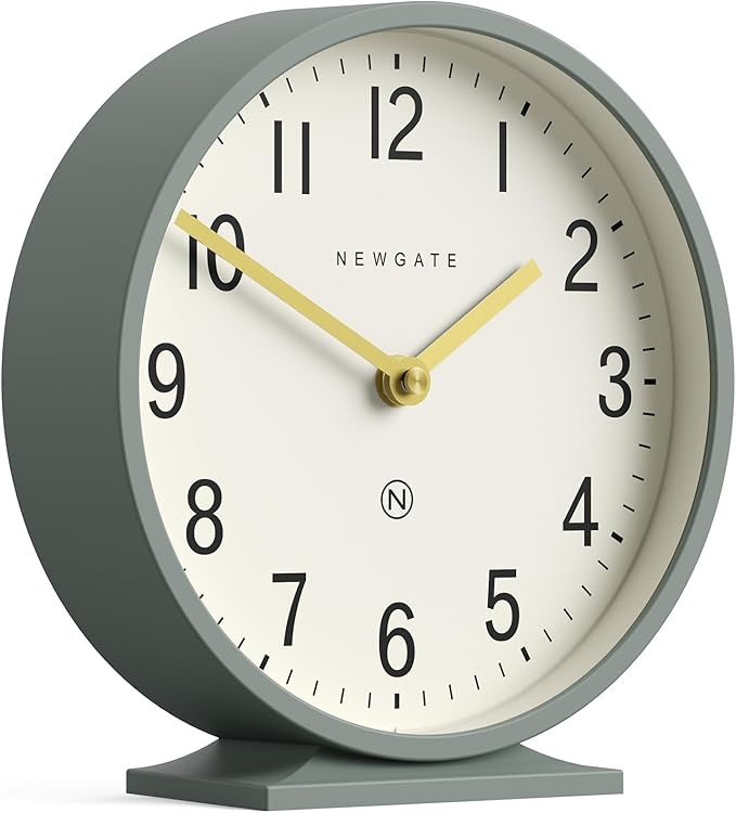 NEWGATE® Q Mantel Clock | Modern Classic Round Mantel Clock | Asparagus Green | - Image 3