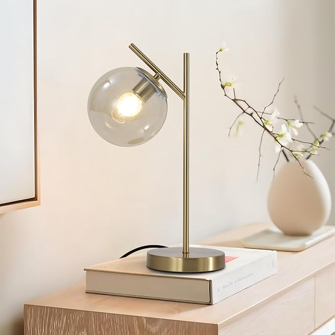 Mid Century Modern Table Lamp, Metal Brass Desk Lamp by Fulesi