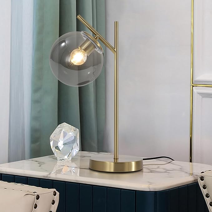 Mid Century Desk Lamp, Glass Globe Table Lamp - Image 9