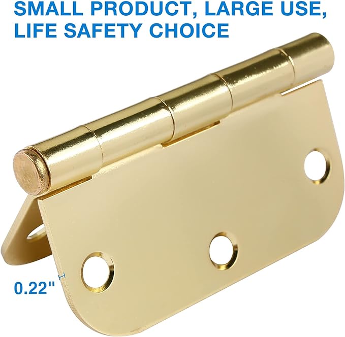 18 Pack Interior Door Hinges Polished Brass 3.5 inch X 3-1/2" 5/8 Radius - Image 3