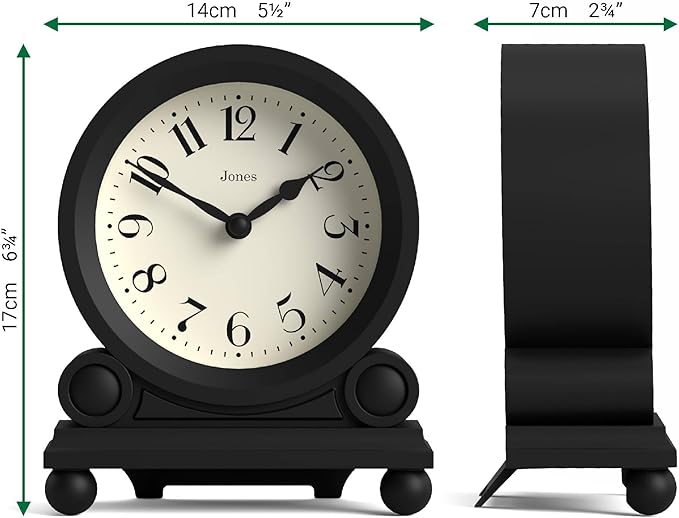 JONES CLOCKS® Maida Vale Mantel Clock | Small Traditional Desk Clock | Black | - Image 4