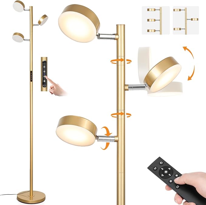 Gold Floor Lamp for Living Room by JUNNAI