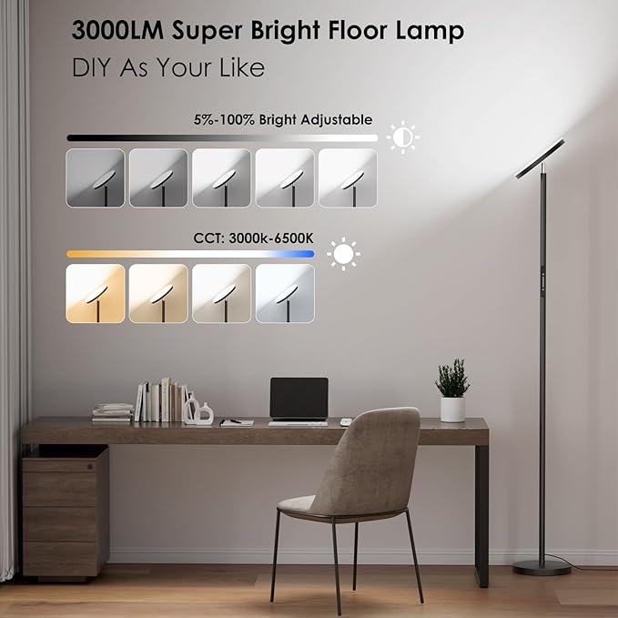 Floor Lamps for Living Room, 32W 3000LM Super Bright LED Torchiere Floor Lamp - Image 5