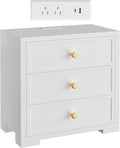 COWMOU Nightstand with Drawers 3 Drawer Night Stand with Charging Station by COWMOU