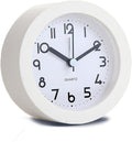 Alarm Clock with Backlight, 4 Inches White Desk Clock by HIQU+and+HIST