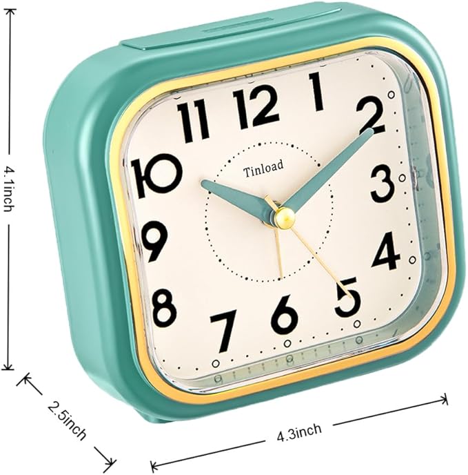 4.3" Retro Analog Alarm Clock • Silent Non Ticking • Gentle Wake • Beep Sounds - Image 4