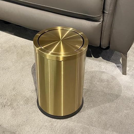 Stainless Steel Gold Bathroom Trash Can - Image 2