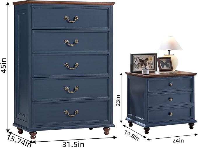 24" Wide Farmhouse Nightstand Set of 2, Farmhouse Furniture Series - Image 3