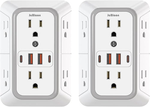 2 Pack Outlet Extender Surge Protector, 6 Outlet Splitter by JcBlaon