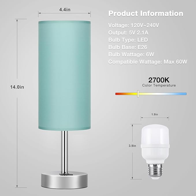 Teal Touch Bedside Lamps for Bedroom - Image 4