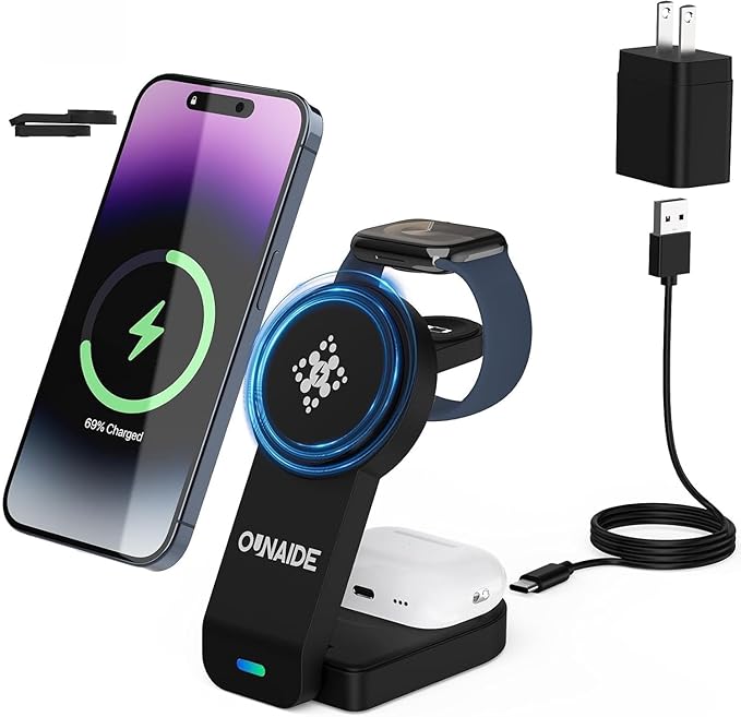 3-in-1 Charging Station for Apple MagSafe Charger, Foldable Wireless Charging - Image 11