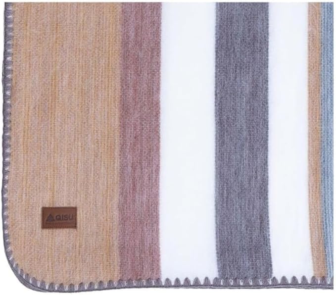 QISU Alpaca Wool Blanket Throw | Large, Variegated | 85 x 65 inches | Ultra-Soft by QISU