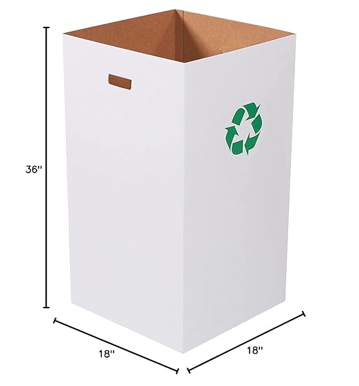 Box USA 50 Gallon 18" L x 18" W x 36" H 10-Pack Cardboard Trash Cans and - Image 7