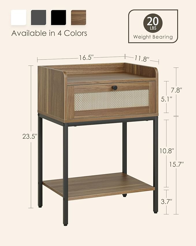 Masupu Rattan Nightstand, 3-Tier Modern Bedside Night Stand - Image 2